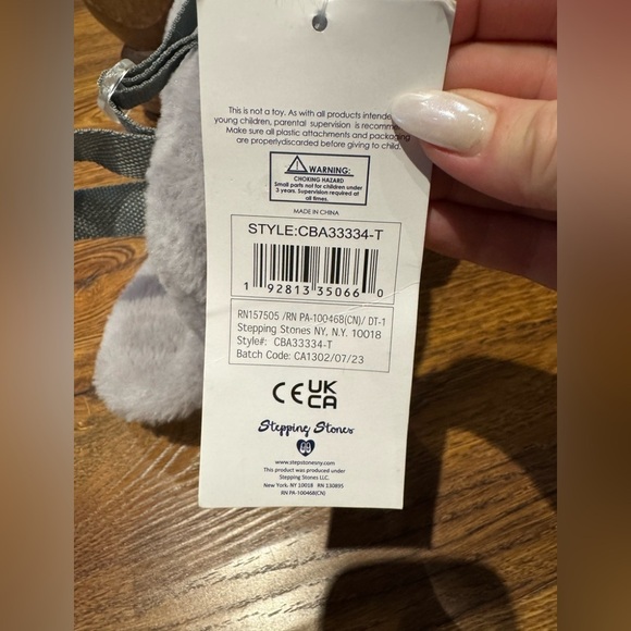 NWT STEPPING STONES CARRIED AWAY plush grey elephant backpack with tags - Picture 4 of 5